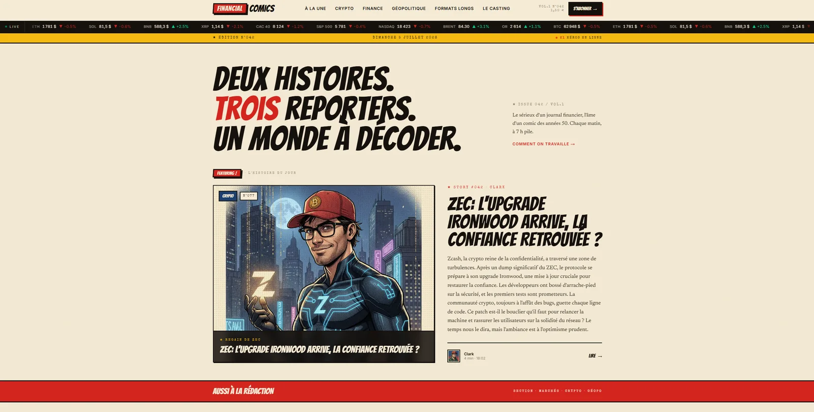 Site web de Financial Comics — Média en ligne automatisé, financialcomics.fr